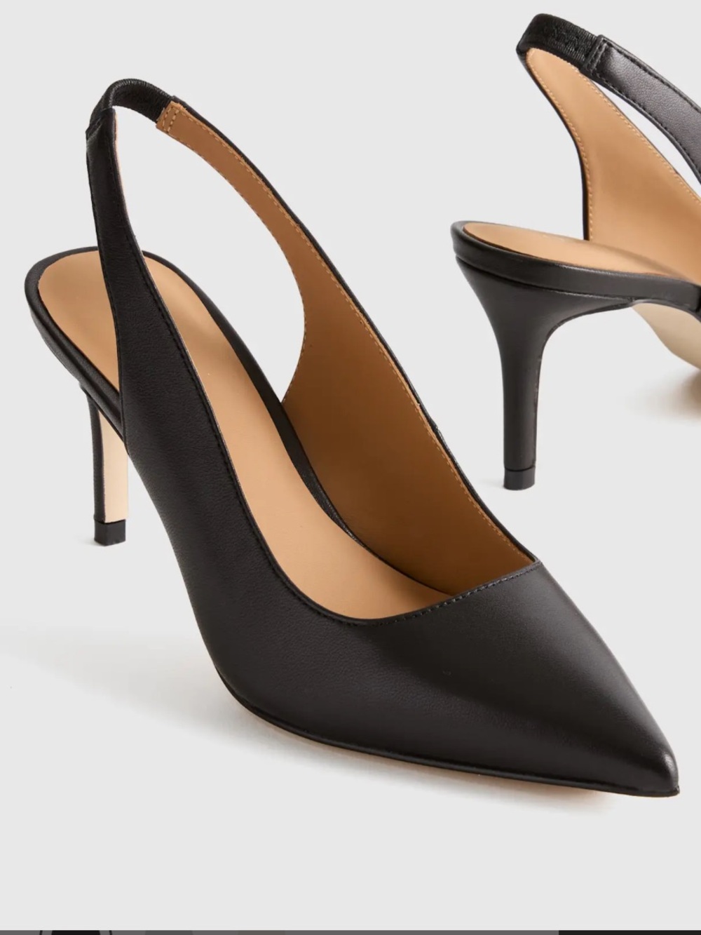 Quince Italian Leather Slingback 75mm Heel Black